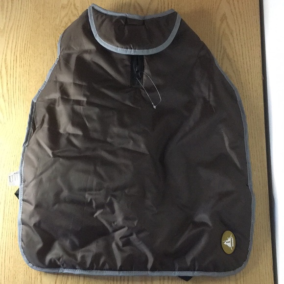 New Doggie Fleece Jacket Faux Collar Velcro Waist Closure Brown Medium 19”-16.5” - Picture 2 of 8